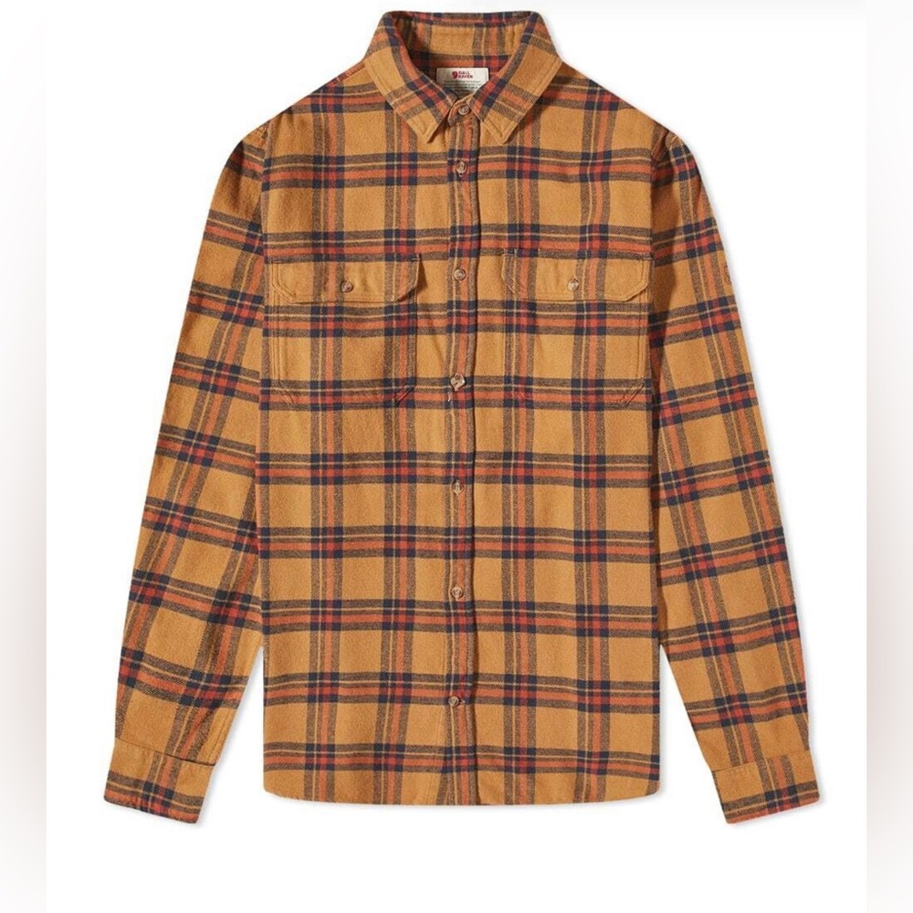 Fjällräven Men's Övik Heavy Flannel
Shirt in Buckwheat Brown/Autumn Leaf - Picture 3 of 9